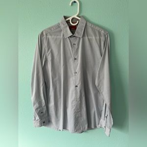 Alfani long sleeve, small checkered gray/white button up